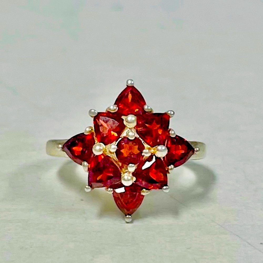 925 Chuck Clemency Rhodolite Garnet Cluster Ring
